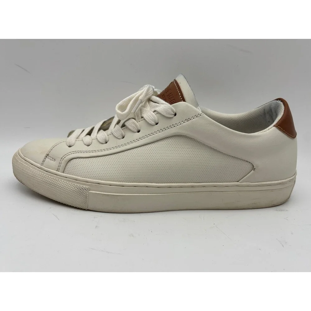 Steve Madden Finneas Men's Leather Sneakers Size 7.5 White Cream Brown Low Top